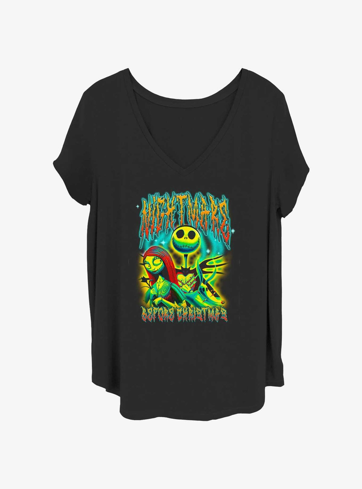 spooky holiday Jack and Sally Bright Graffiti Girls T-Shirt Plus Size