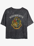 wizard school Vintage Logo Mineral Wash Girls Crop T-Shirt