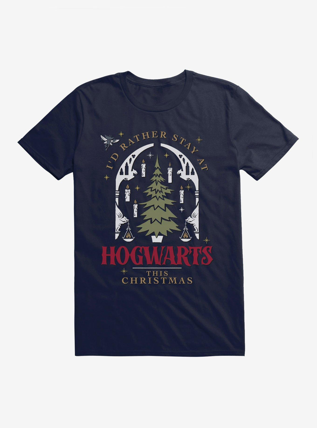 wizard school Rather Stay At Hogwarts This Christmas T-Shirt 2