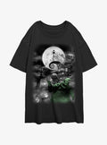spooky holiday Jack Night Sky Moon Girls Oversized T-Shirt