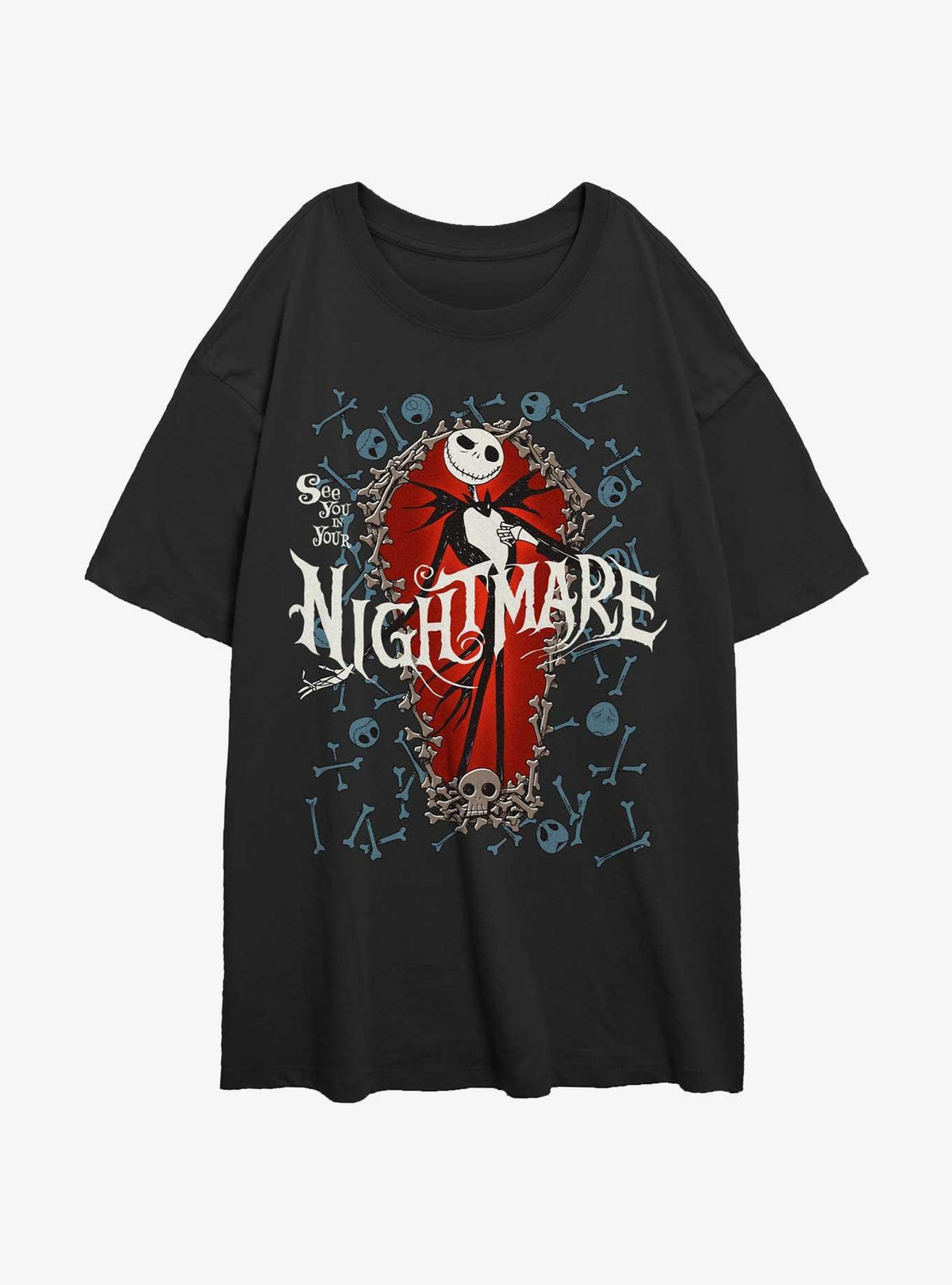 spooky holiday Jack Bone Coffin Girls Oversized T-Shirt
