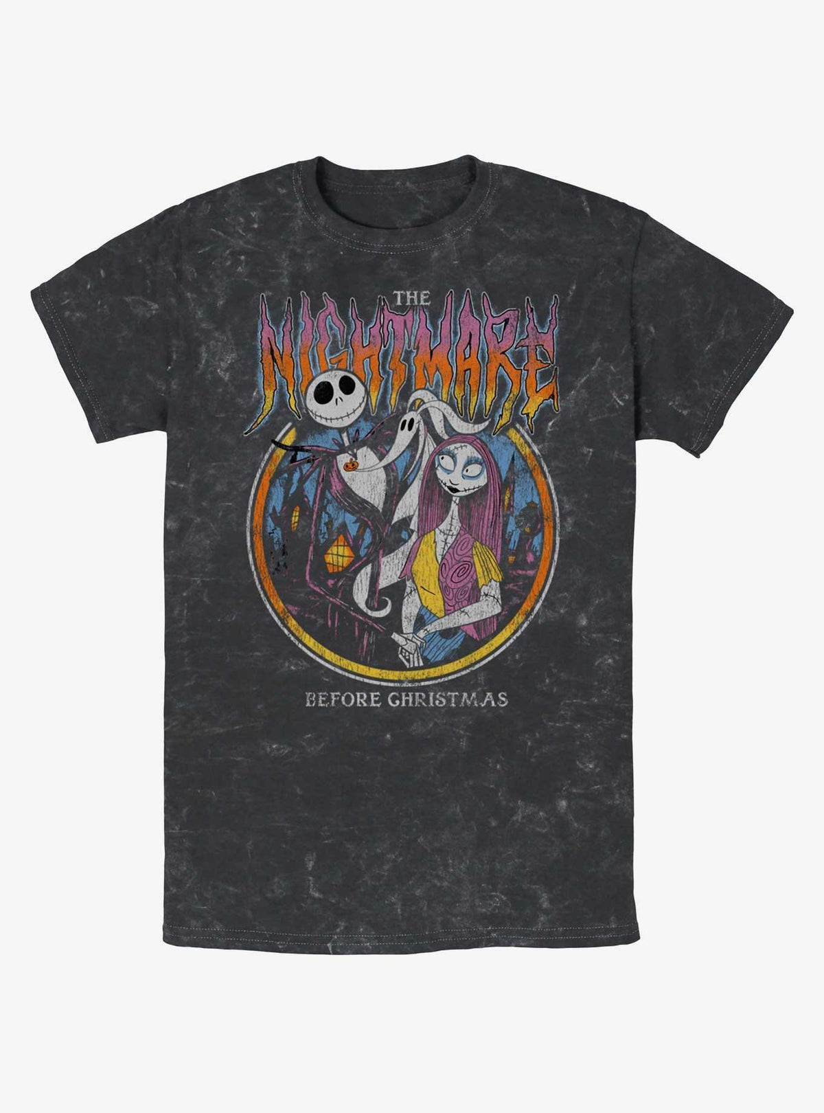 spooky holiday Jack Sally Nightmare Metal Mineral Wash T-Shirt