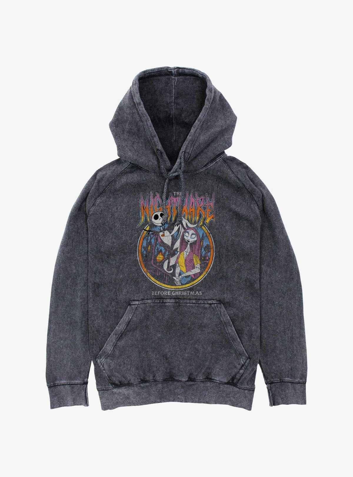 spooky holiday Jack & Sally Nightmare Metal Mineral Wash Hoodie