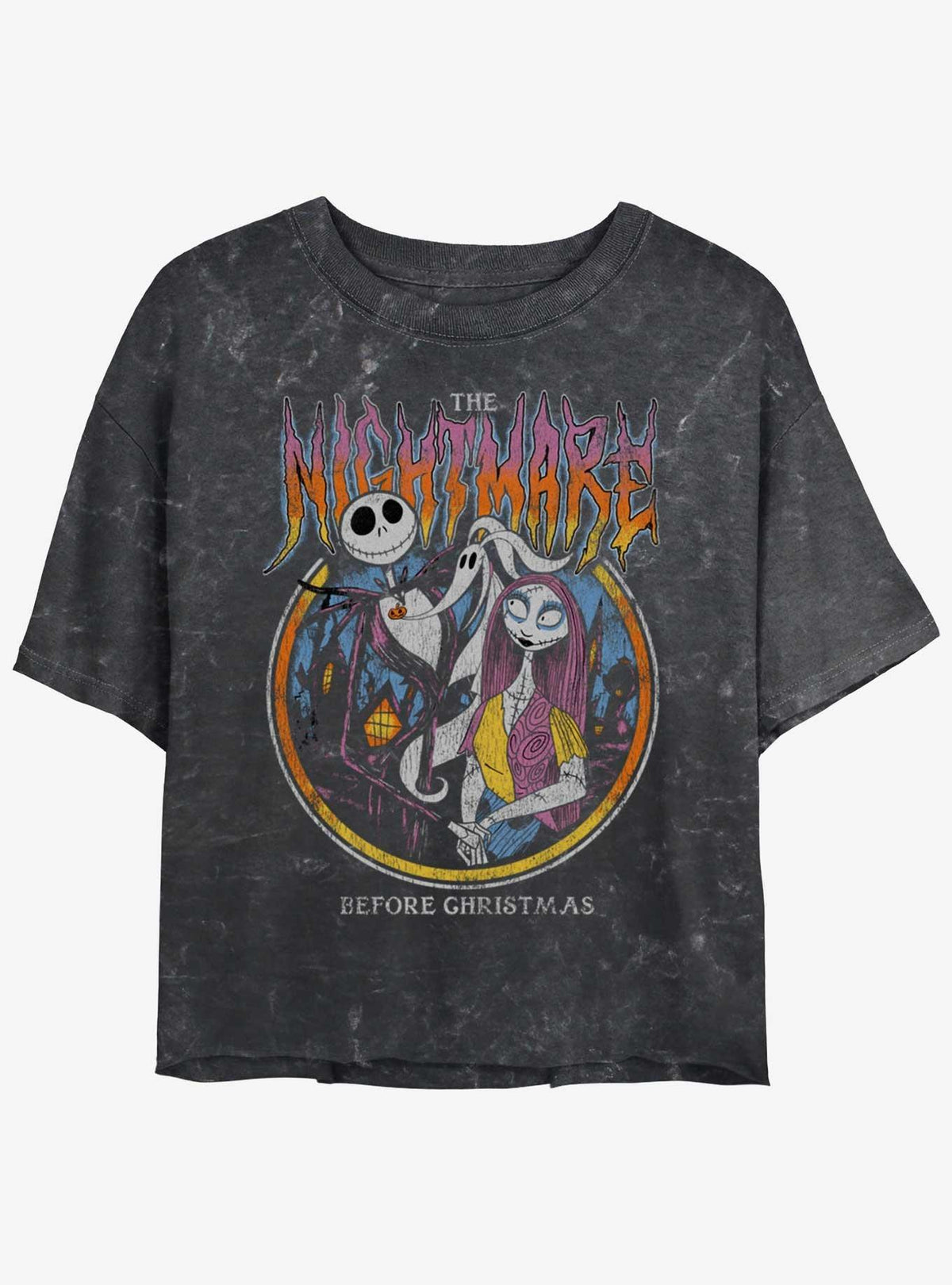 spooky holiday Nightmare Metal Girls Mineral Wash Crop T-Shirt