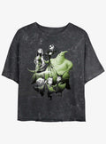 spooky holiday Character Group Shot Girls Mineral Wash Crop T-Shirt
