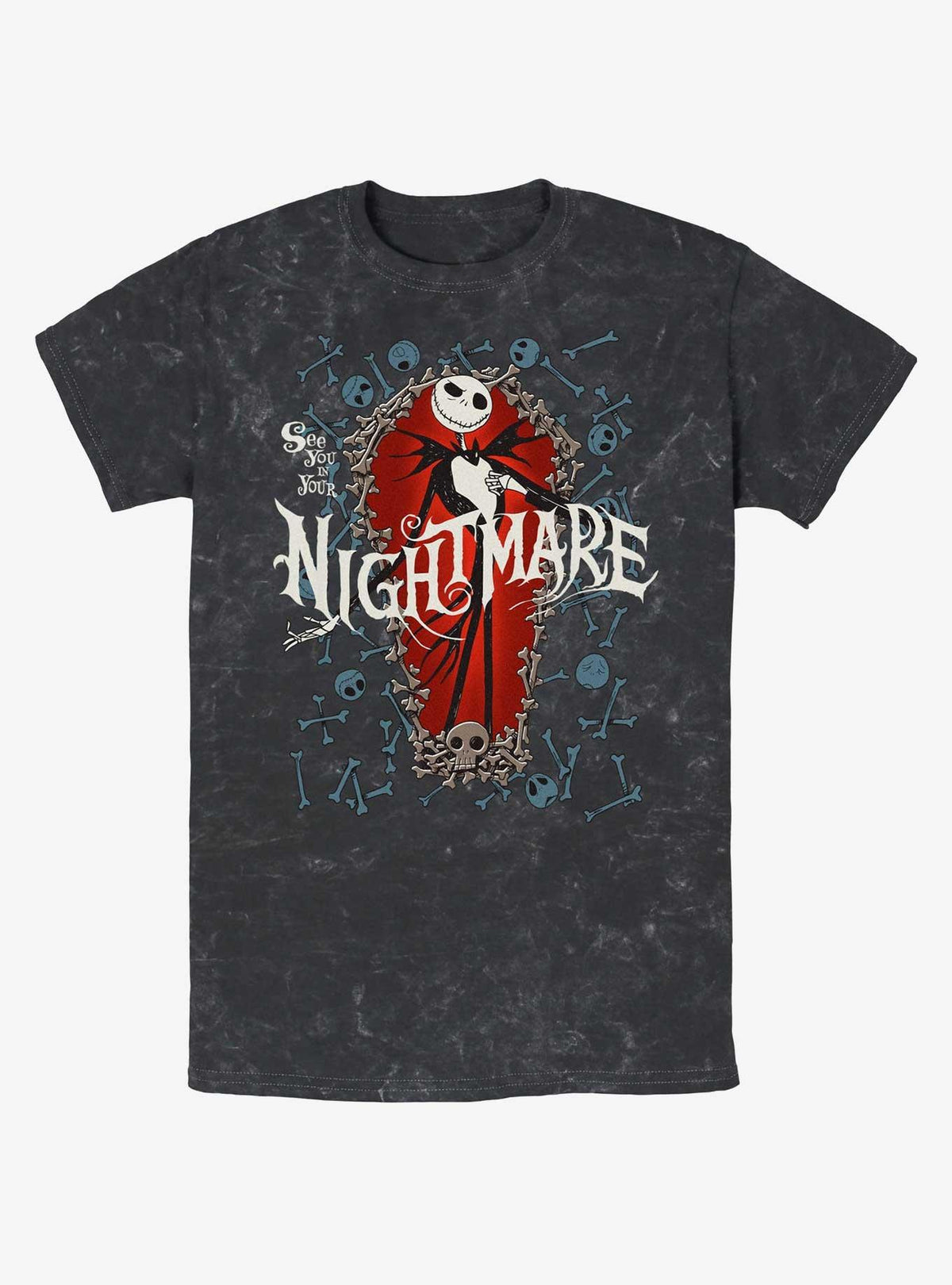 spooky holiday Jack Bone Coffin Mineral Wash T-Shirt