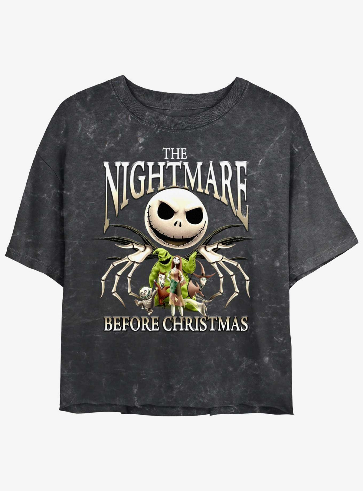 spooky holiday Jack's A Nightmare Girls Mineral Wash Crop T-Shirt
