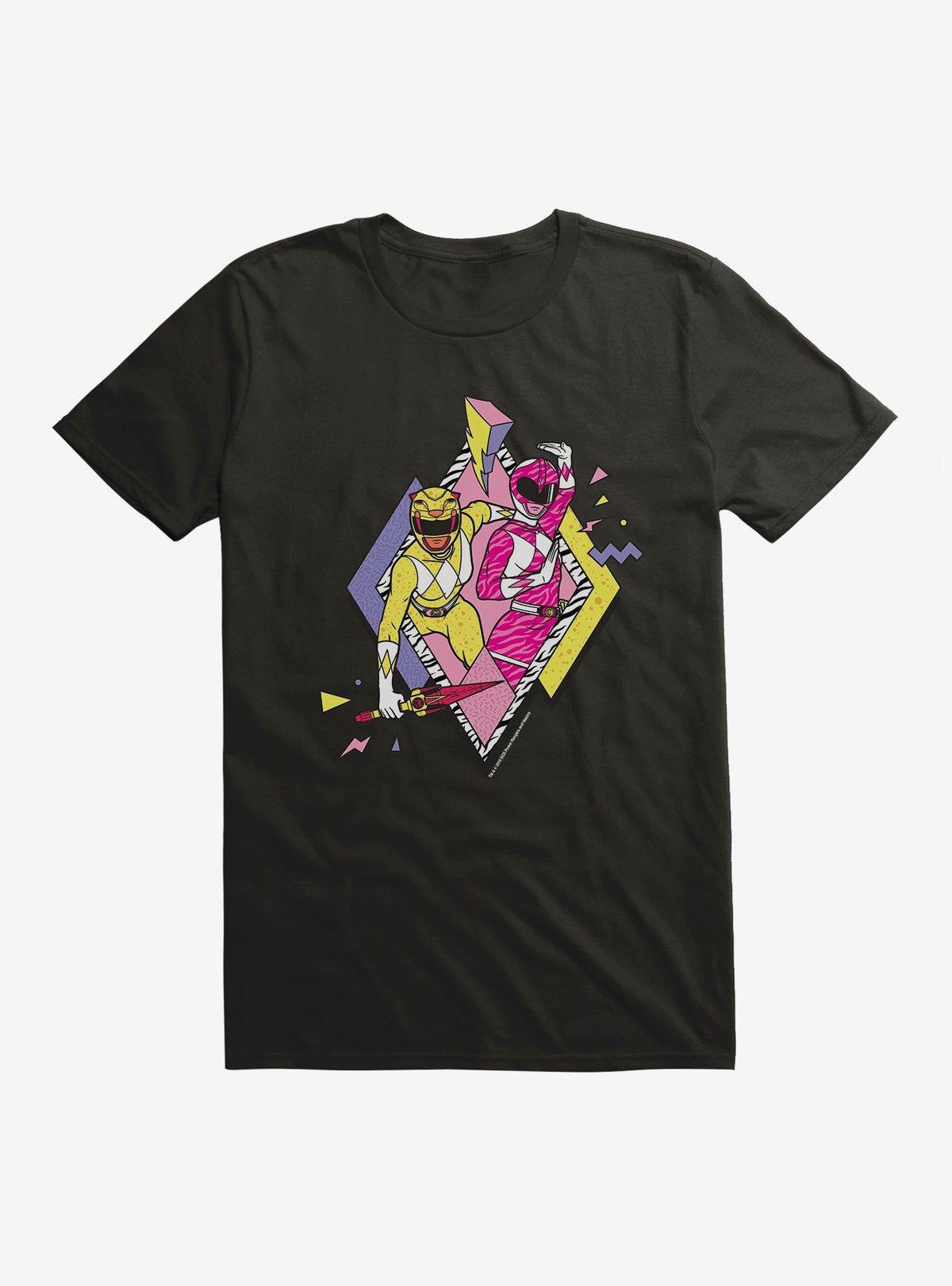 Mighty Morphin color hero team Pink Yellow Rangers Defense T-Shrt