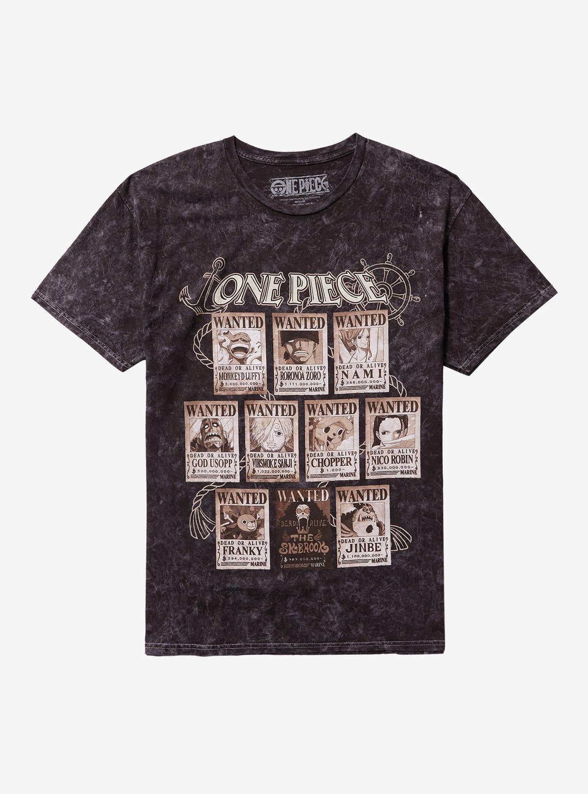 pirate anime Wanted Posters Grid Dark Wash T-Shirt
