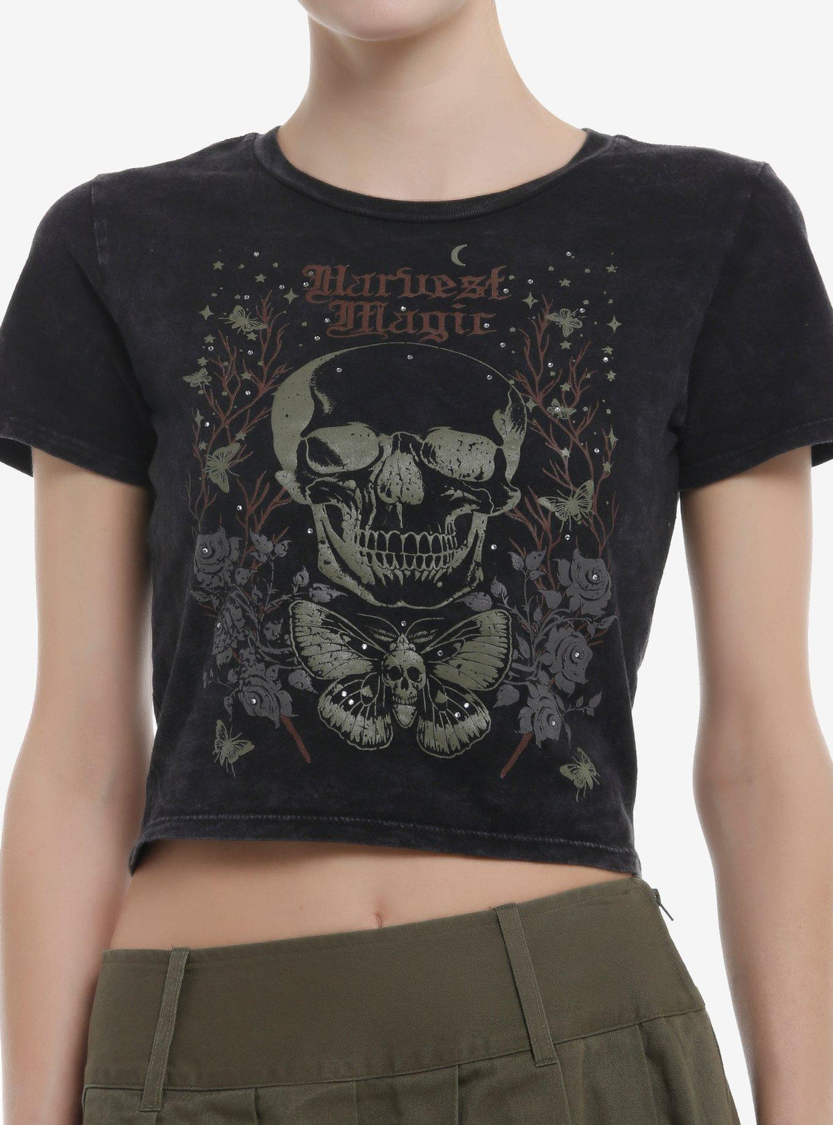 Thorn Fable Harvest Magic Skull Moth Rhinestone Girls Baby T-Shirt 2