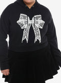 Cosmic Aura Delight In The Darkness Bow Girls Crop Hoodie Plus Size