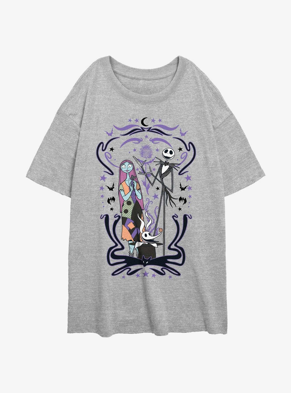 spooky holiday Jack Sally Zero Nightmare Show Girls Oversized T-Shirt