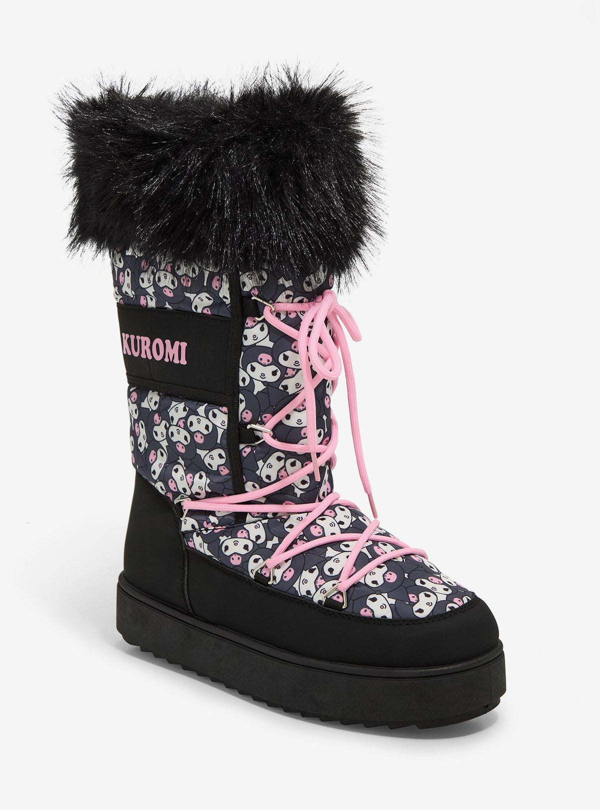Kuromi Face Fuzzy Puffer Boots 6