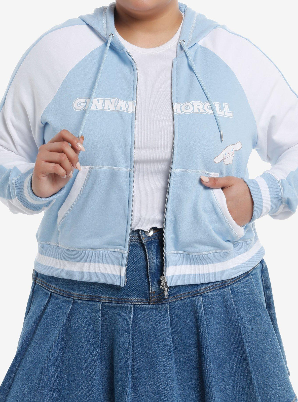 Cinnamoroll Varsity Girls Crop Hoodie Plus Size