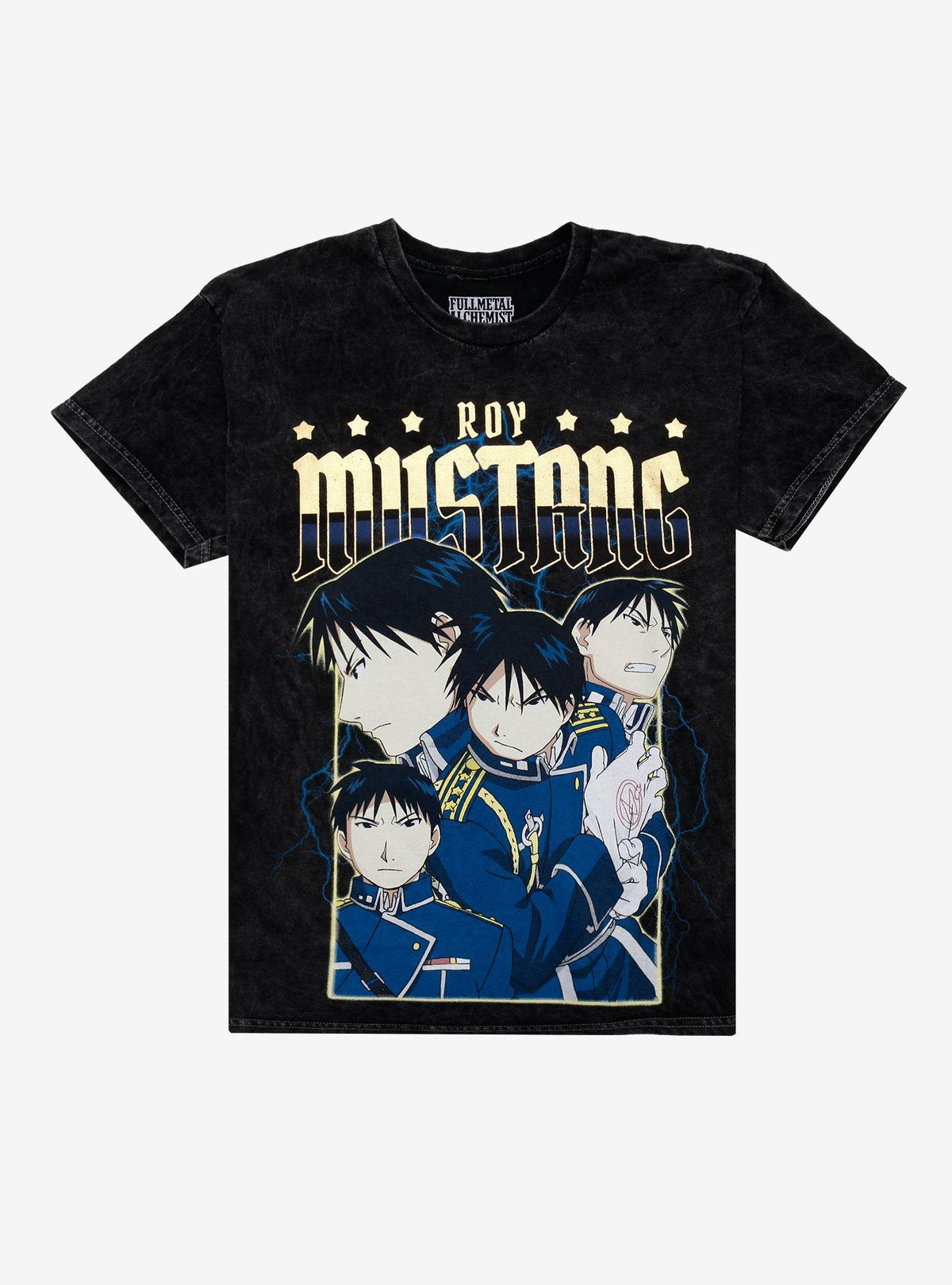 Fullmetal Alchemist Brotherhood Roy Mustang Gold Foil Dark Wash T-Shirt