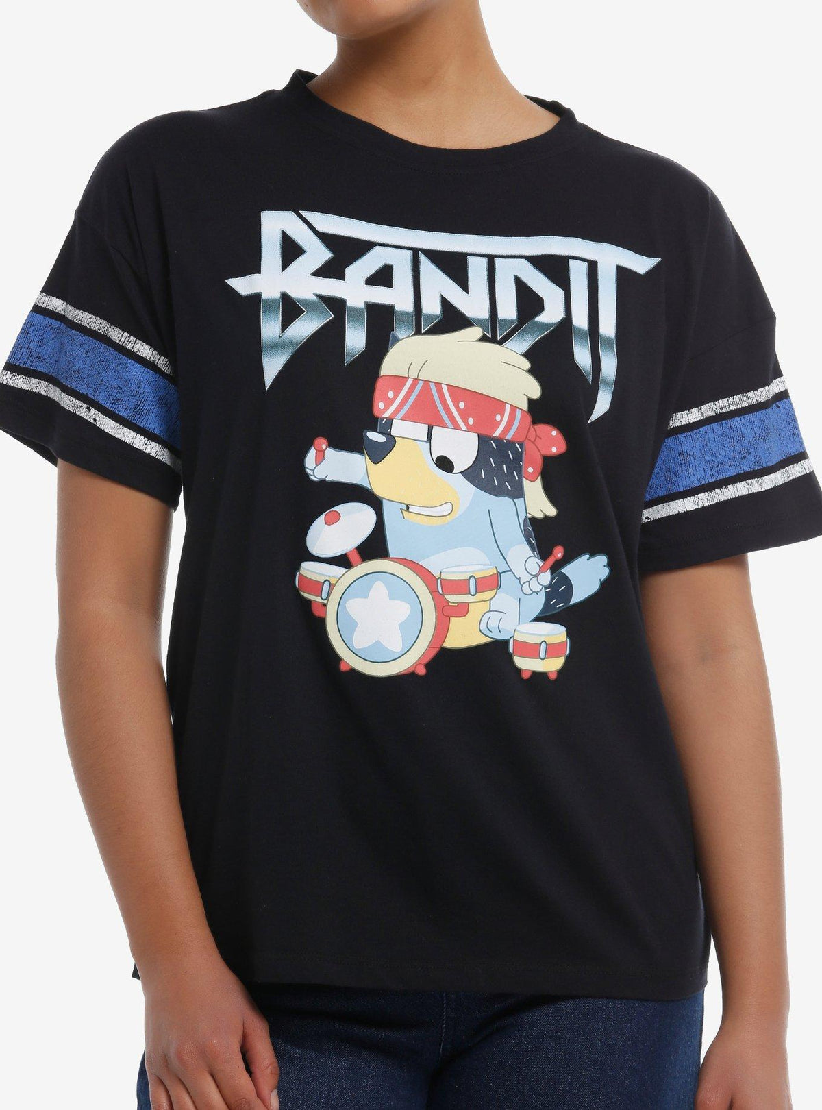 Bluey Bandit Drummer Varsity Girls T-Shirt