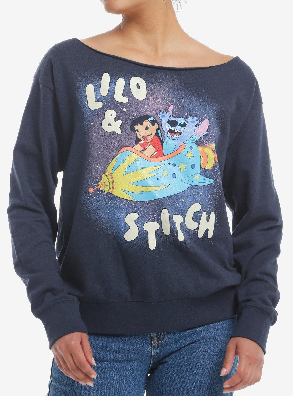 Lilo & Stitch Rocket Boatneck Girls Sweatshirt