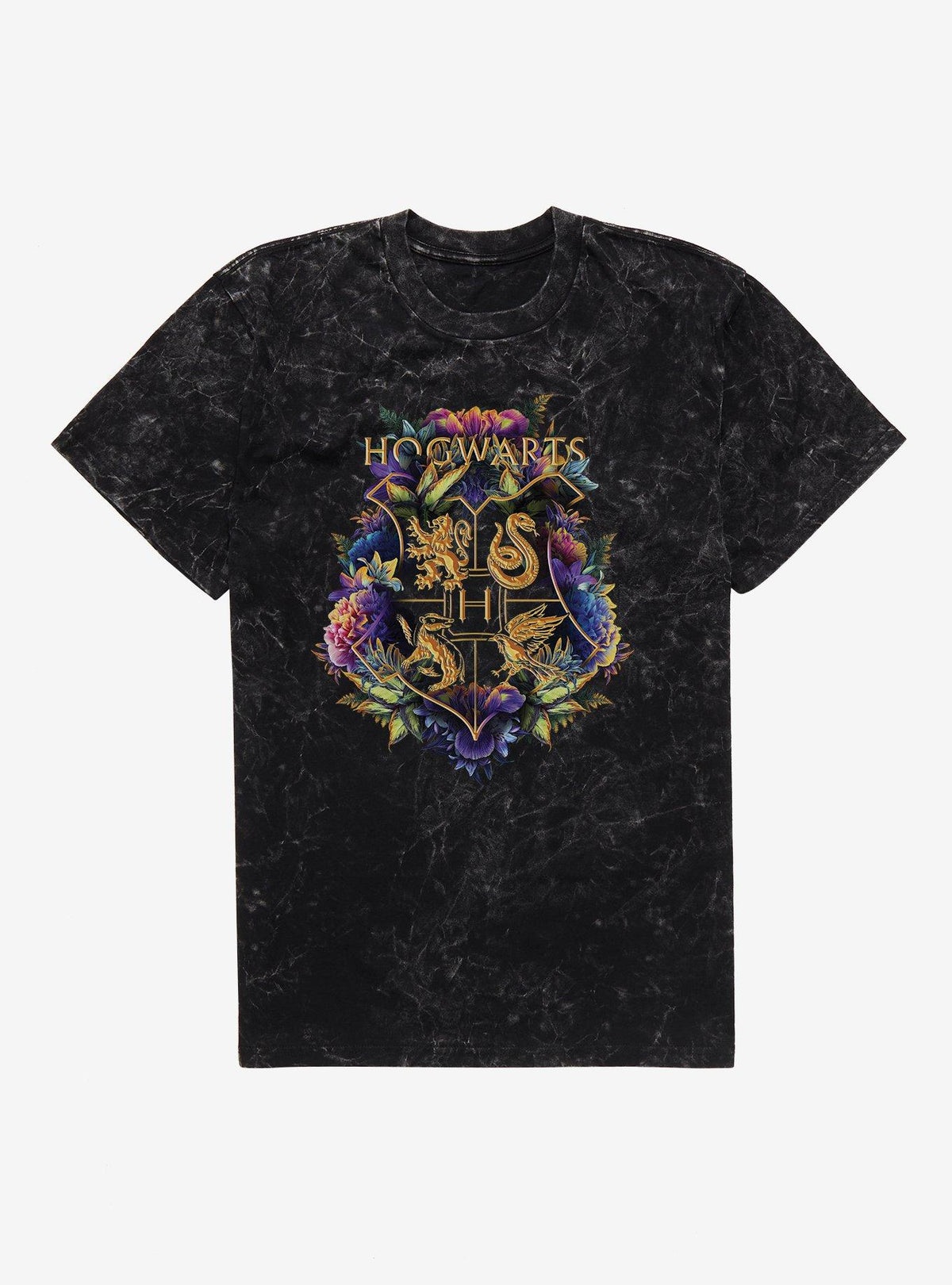 wizard school Hogwarts Floral Crest Mineral Wash T-Shirt