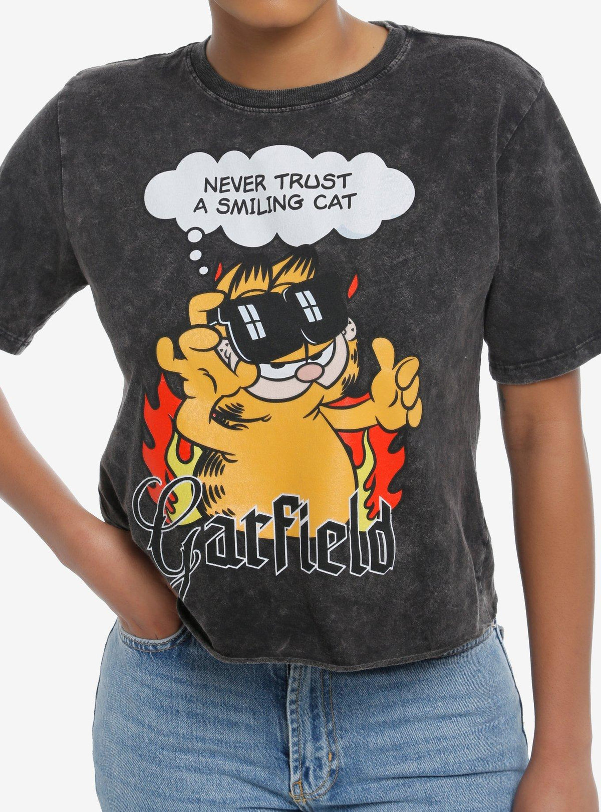 Garfield Never Trust A Smiling Cat Girls Skimmer T-Shirt | Premium Unisex T-Shirt, Trending Graphic Tee