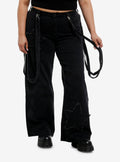 Black Star Patch Suspender Girls Wide Leg Jeans Plus Size 2