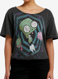 Invader Zim Off-The-Shoulder Girls Crop T-Shirt 2