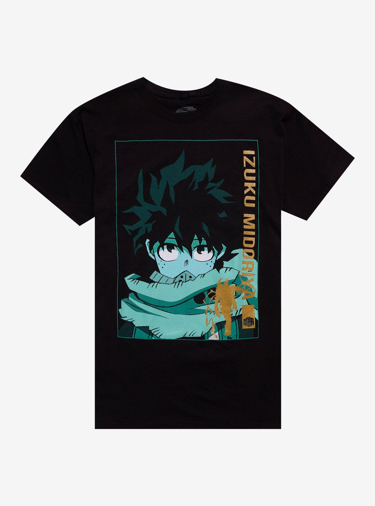 hero anime Midoriya Gold Foil T-Shirt