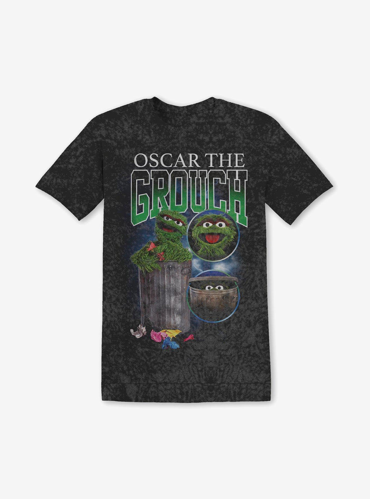 Sesame Street Oscar The Grouch Mineral Wash Boyfriend Fit Girls T-Shirt