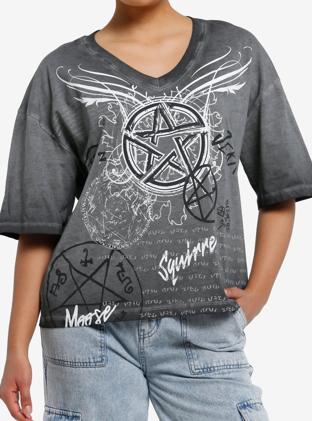 Supernatural Icons Grey Wash Girls T-Shirt