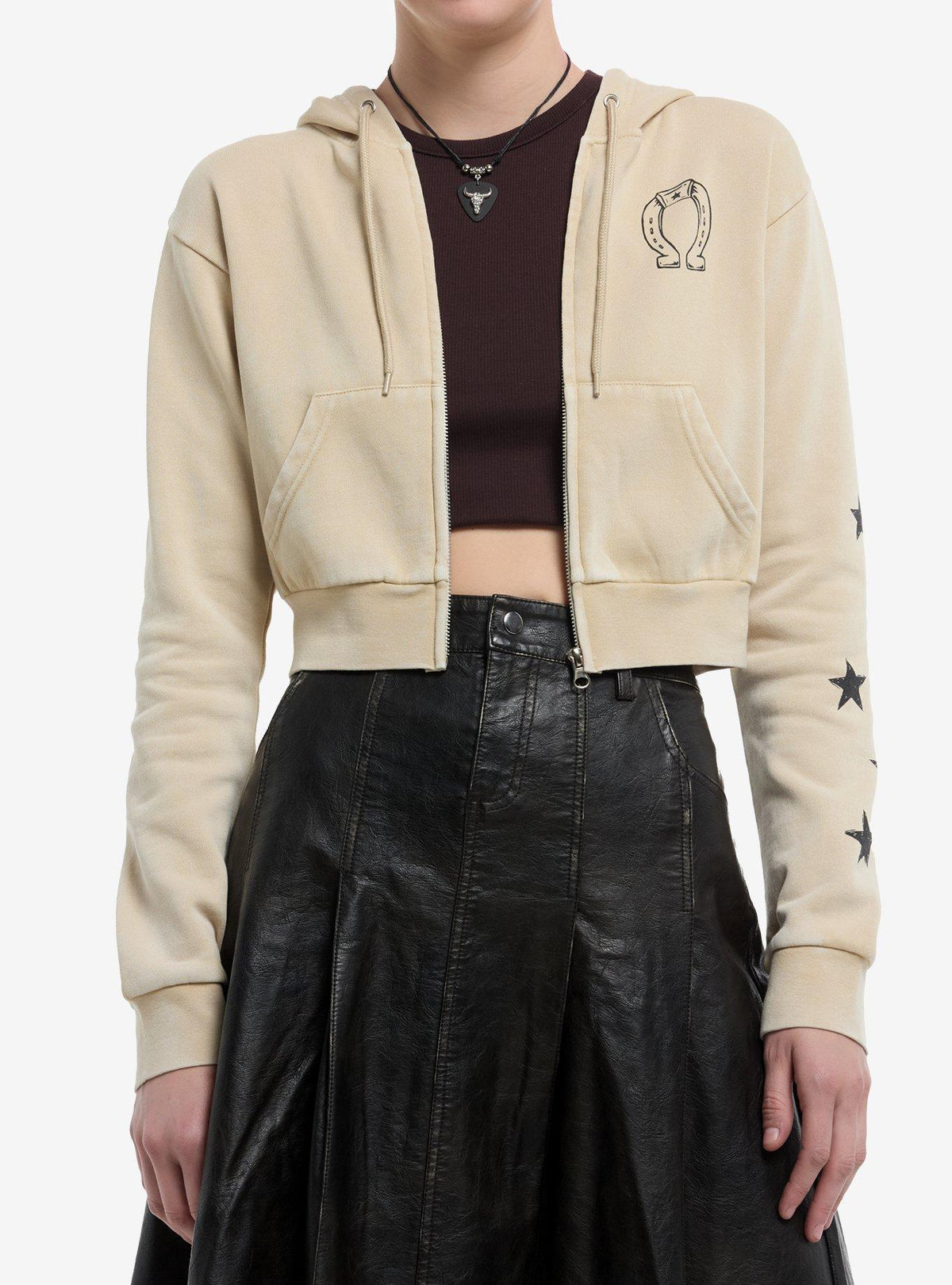Social Collision Western Dog Outlaw Girls Crop Hoodie
