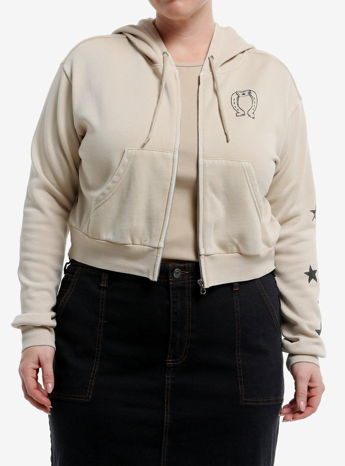 Social Collision Western Dog Outlaw Girls Crop Hoodie Plus Size