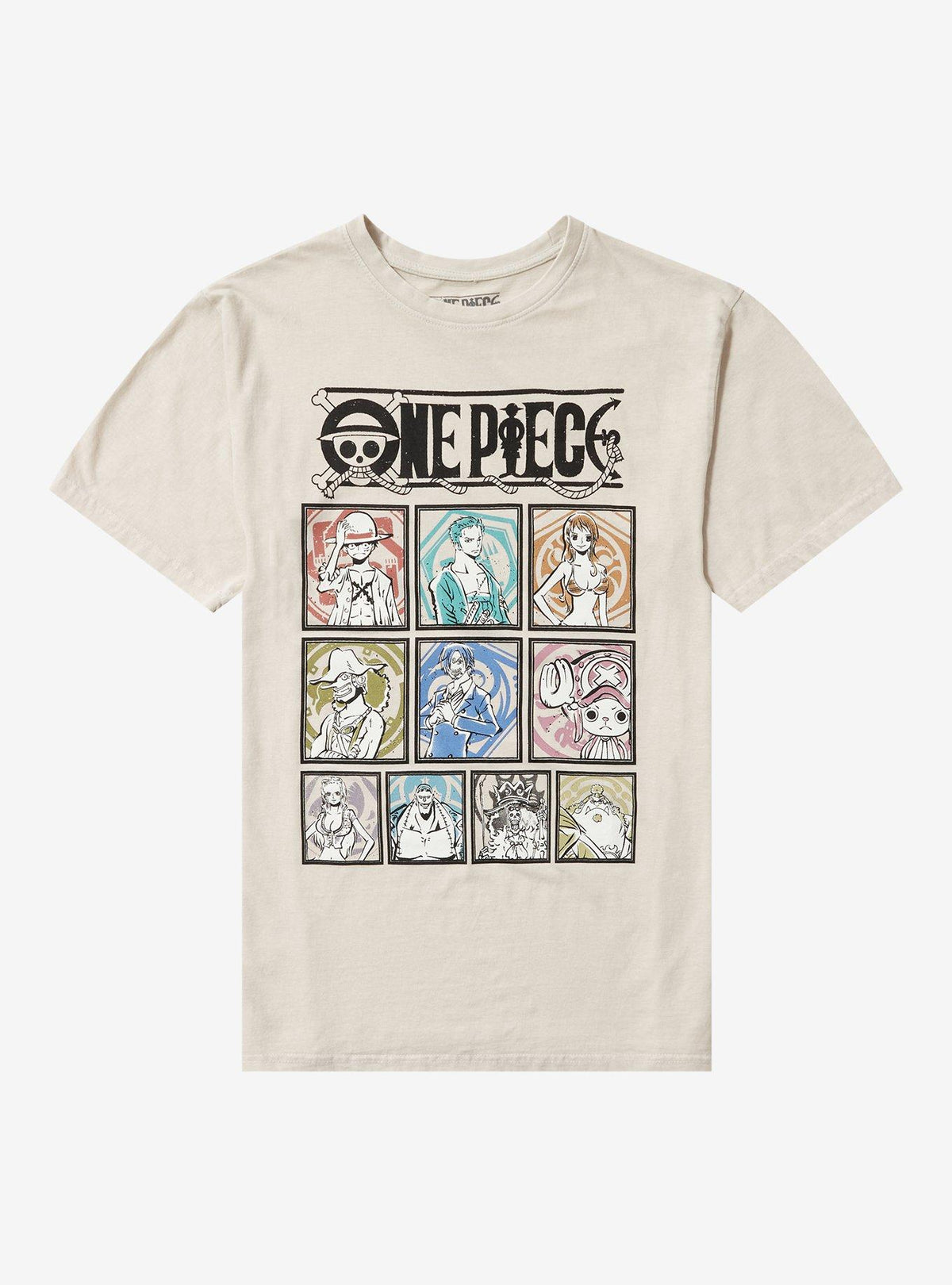 pirate anime Straw Hat Crew Tonal Grid Girls T-Shirt