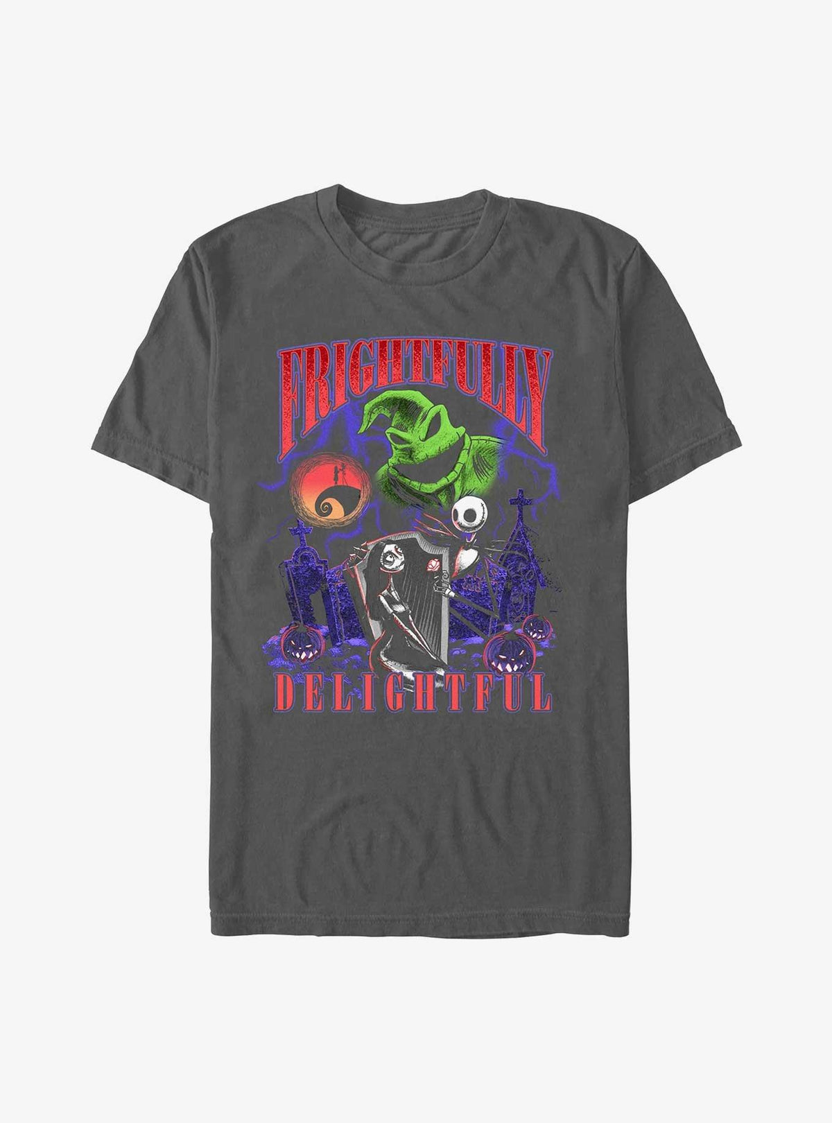 spooky holiday Neon Frightfully Oogie Jack Sally Garment Dye T-Shirt