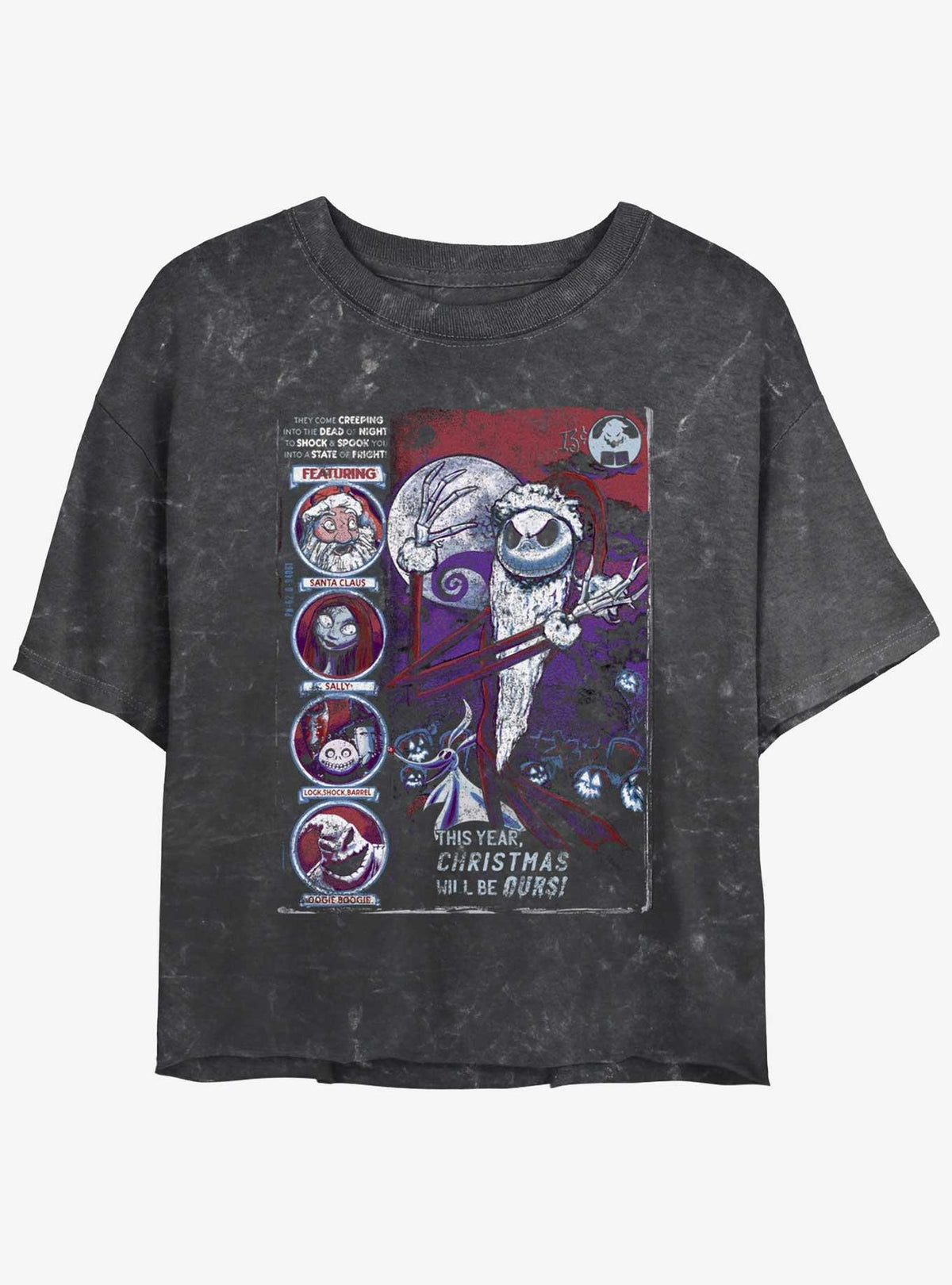 spooky holiday Nightmare Girls Mineral Wash Crop T-Shirt