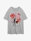 spooky holiday Jack Sally Creepy Hearts Girls Oversized T-Shirt