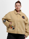 Social Collision Patches Girls Workwear Jacket Plus Size