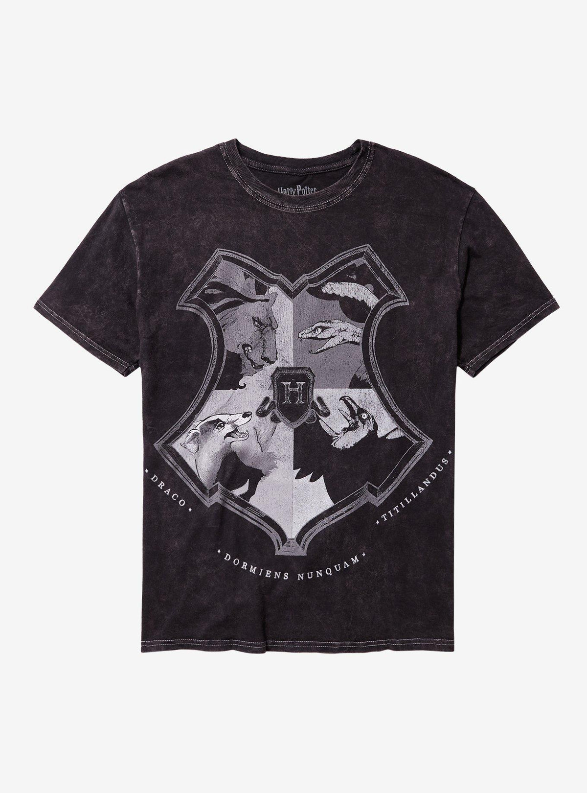 wizard school Hogwarts Crest Monotone Dark Wash T-Shirt