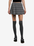 Social Collision Black White Plaid Pleated Mini Skirt Apparel High Search Demand Funny Quote