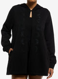Cosmic Aura Moon Phases Lace Cutout Girls Hooded Cardigan