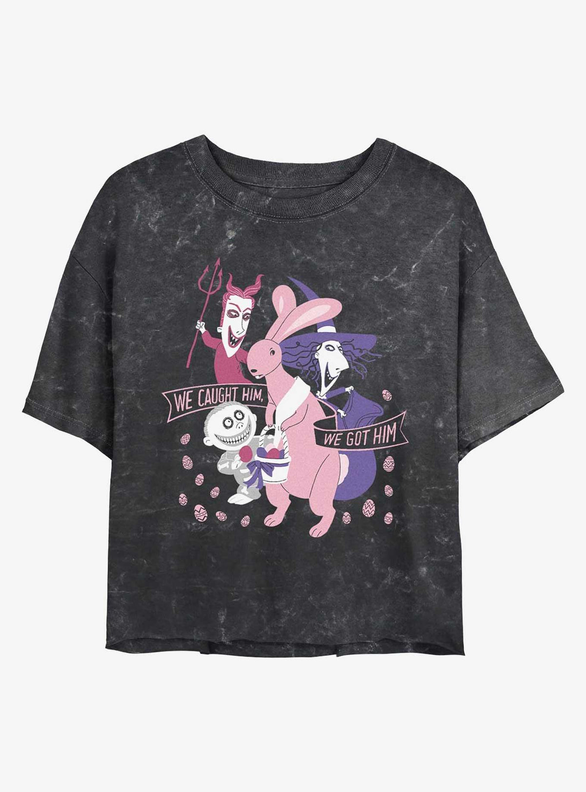 spooky holiday Lock Shock Barrel Caught Him Girls Mineral Wash Crop T-Shirt