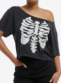 Rib Cage Glow-In-The-Dark Girls Off-Shoulder T-Shirt | Premium Unisex T-Shirt, Trending Graphic Tee