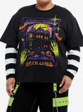 Haunted House Stripe Girls Twofer Long-Sleeve T-Shirt Plus Size