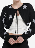 Black & White Star Tie-Front Bolero Girls Crop Shrug