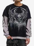 Skulls Horns Twofer Long-Sleeve T-Shirt