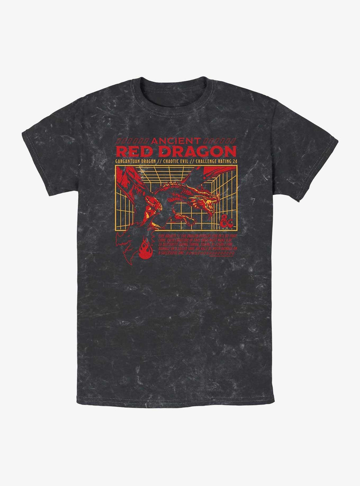 Dungeons Dragons Red Dragon Stats Mineral Wash T-Shirt
