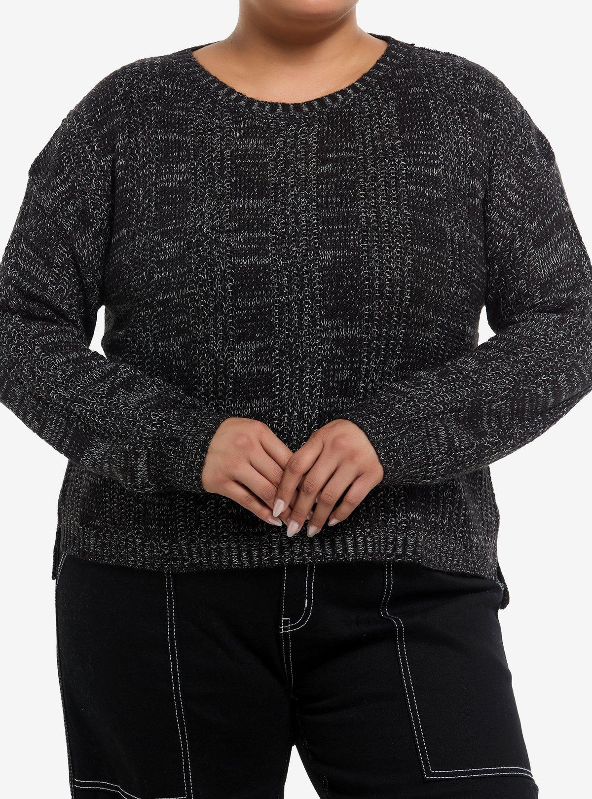 Dark Grey Back Slash Girls Knit Sweater Plus Size