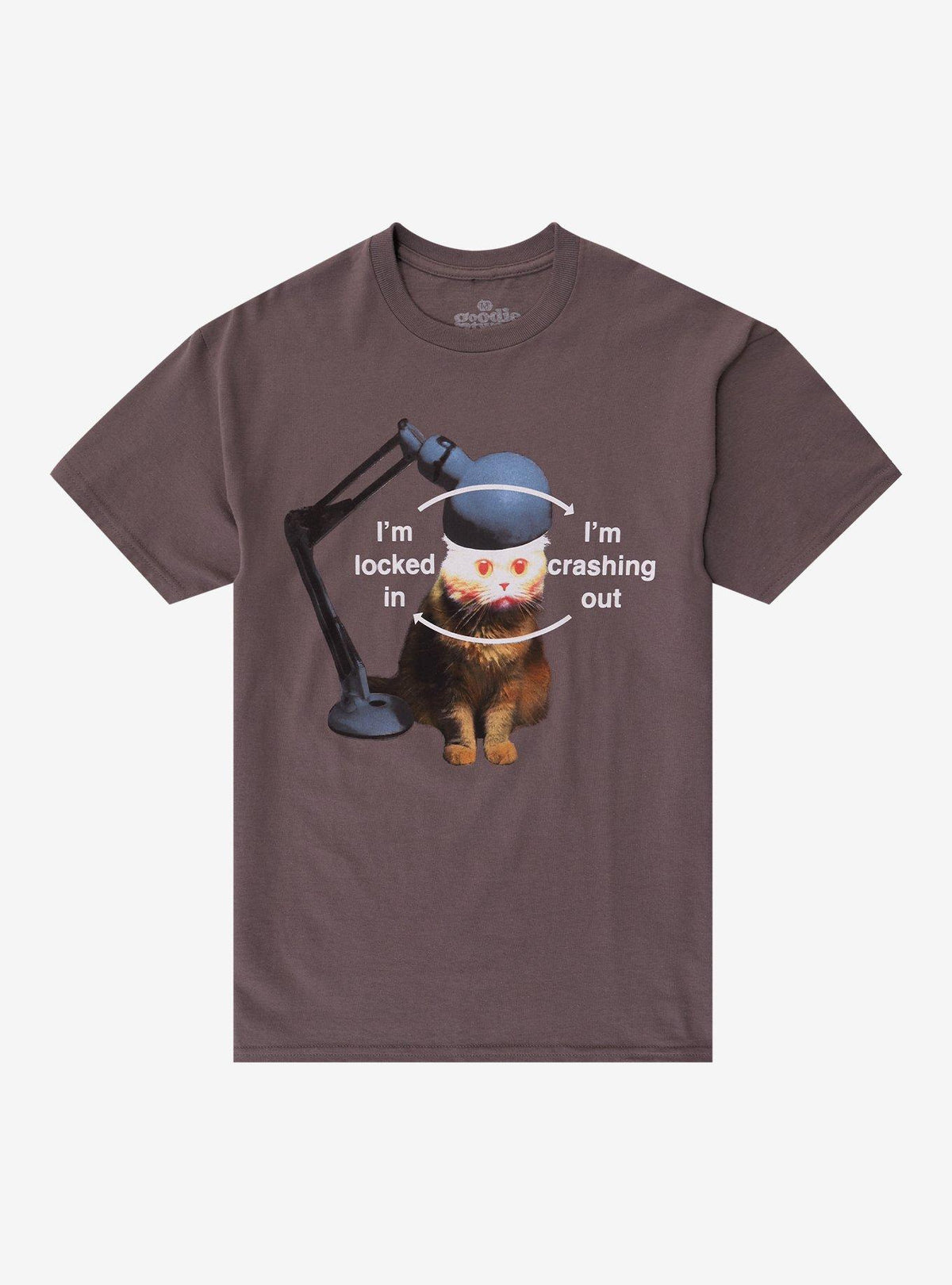 Locked In Crashing Out Cat T-Shirt By Goodie Two Sleeves