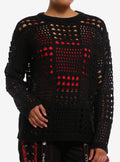 Social Collision Black Open Knit Girls Sweater