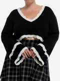 Cosmic Aura Black Knit White Eyelet Bolero Girls Crop Shrug Plus Size