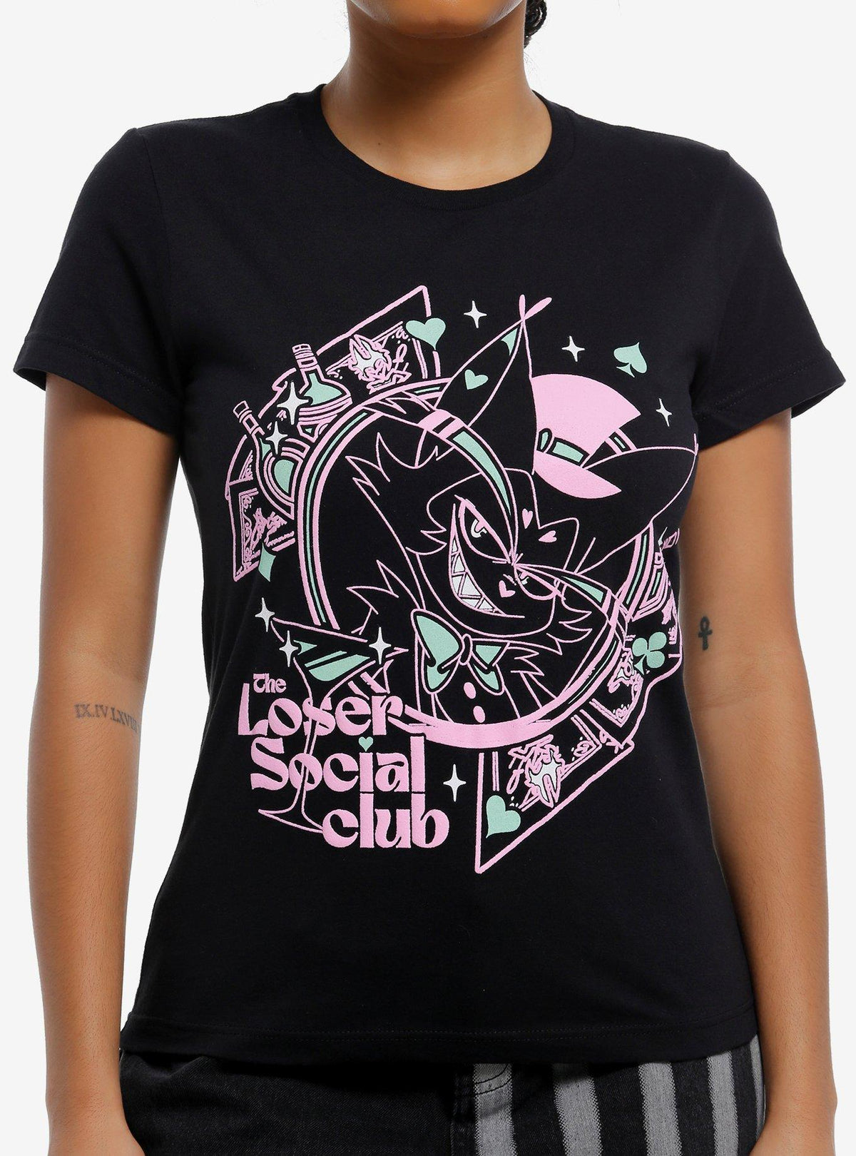 Hazbin Hotel Husk Loser Social Club Girls T-Shirt 2