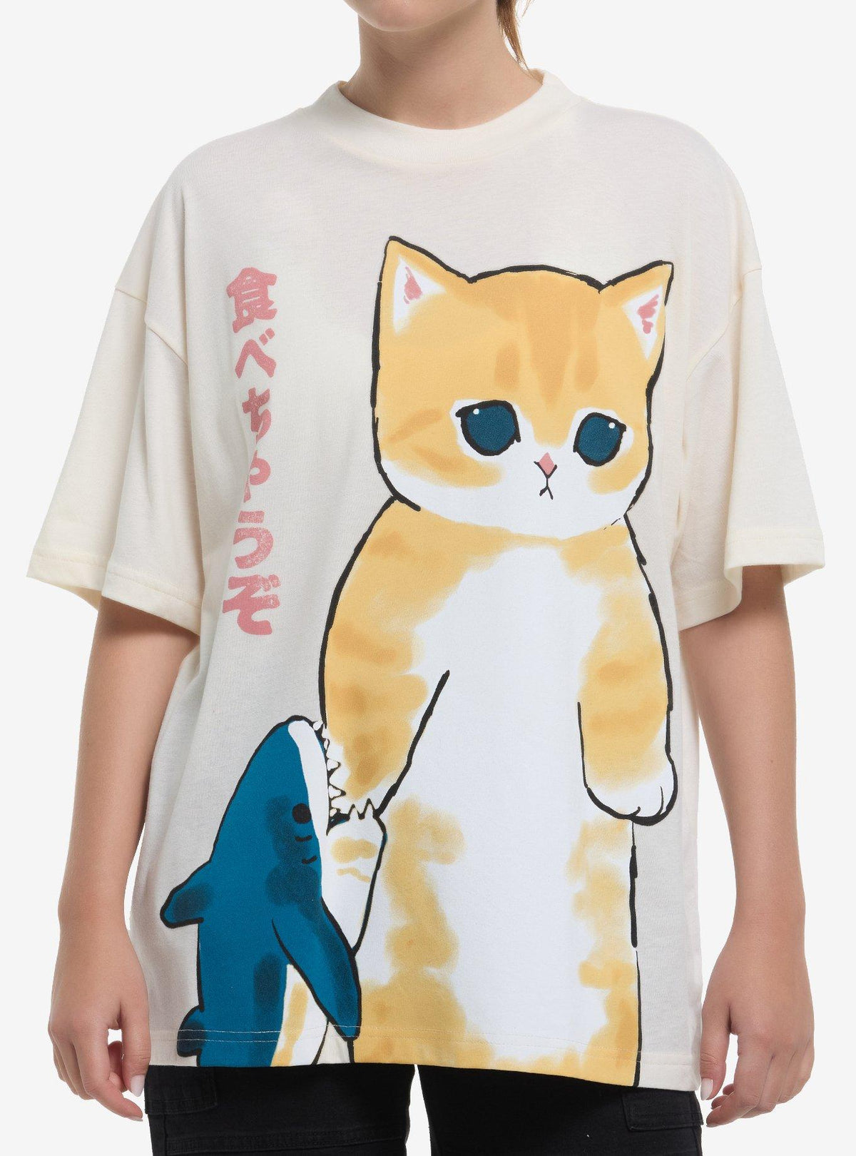 Mofusand Shark Bite Girls Oversized T-Shirt